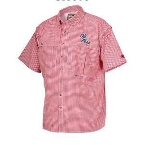 Drake Ole Miss plaid wingshooter shirt, short sleeve XL
